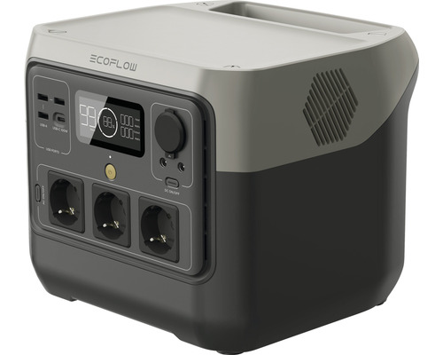 EcoFlow Powerstation mit verschiedenen Anschlüssen und Display