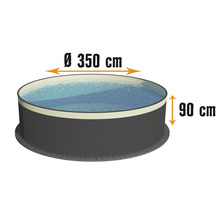 Piscine hors sol à paroi en acier Planet Pool ronde Ø 350x90 cm sans accessoires gris avec film de recouvrement sable-thumb-1