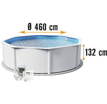 Kit de piscine hors sol à paroi en acier Planet Pool Vision-Pool Classic Solo ronde Ø 460x132 cm avec skimmer intégré blanc-thumb-0