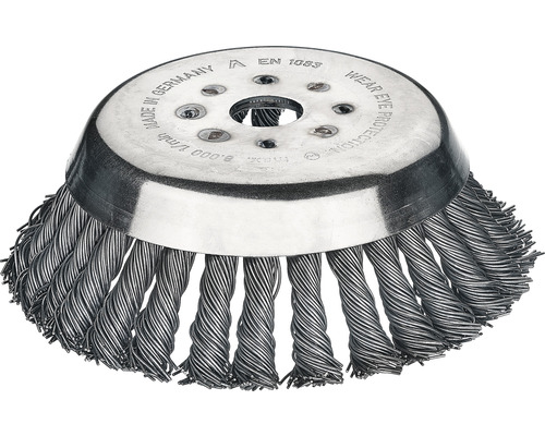 Brosse conique torsadée/brosse à désherber Lessmann Ø 180 30 Z fil d'acier lisse 0,50 mm, perçage 25,4 mm pour débroussailleuses à arbre droit