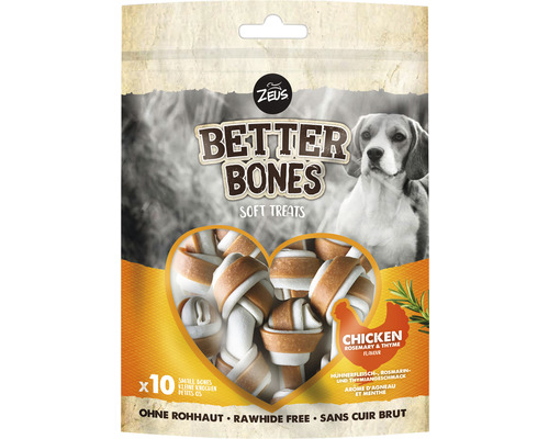 Friandises pour chiens Zeus BetterBones petits os poulet au thym 7,5 cm 10 pièces 219 g friandises à mâcher