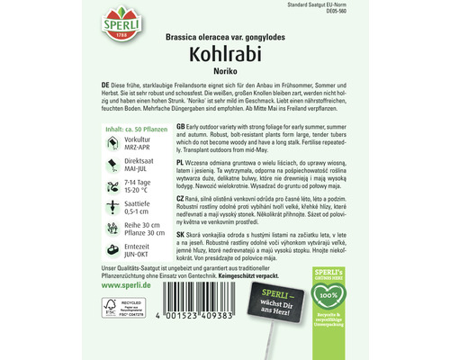 Samenpackung Kohlrabi Noriko der Marke Sperli