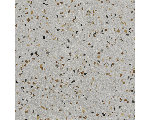 Carrelage sol et mur en grès cérame fin Terrazzo grigio 60,6 x 60,6 x 0,9 cm mat rectifié