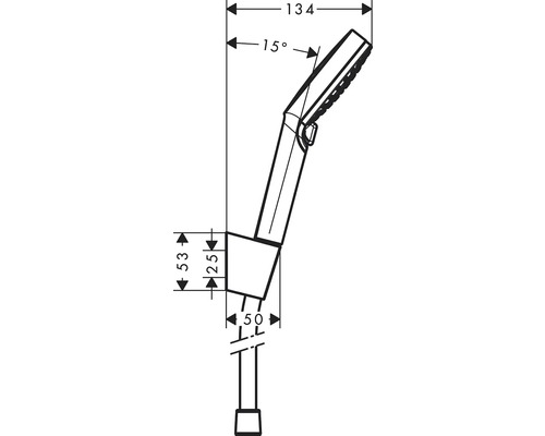 Schéma technique d''une douchette à main avec dimensions