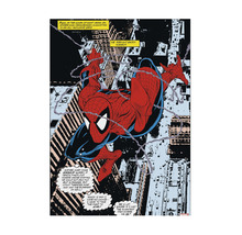 Scène de bande dessinée Spider-Man avec Spider-Man sur fond de Manhattan.