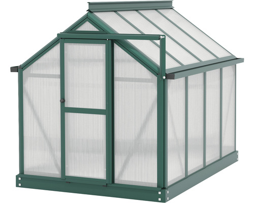 Gewächshaus mit geöffneter Tür für den Garten