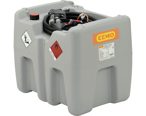 Installation de réservoir mobile pour diesel CEMO Easy 210 L avec pompe électrique 12 V avec bornes de batterie
