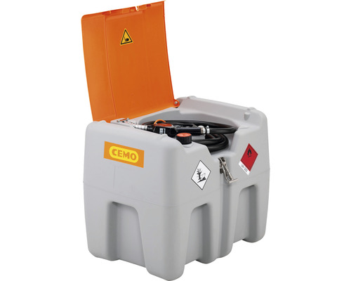 Mobiler Dieseltank mit Zapfpistole und Cemo Logo