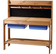 Gartentisch aus Holz mit Ablagefläche, Haken und zwei Wannen