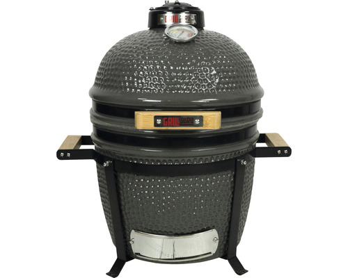 Barbecue céramique Grill Guru Kamado Original Compact céramique gris Barbecue en céramique avec thermomètre et logo Grill Guru