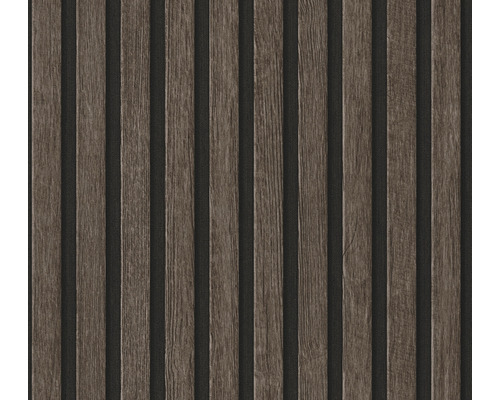 Papier peint intissé 39109-3 panneaux de bois marron Panneaux en bois avec lattes verticales pour décoration murale