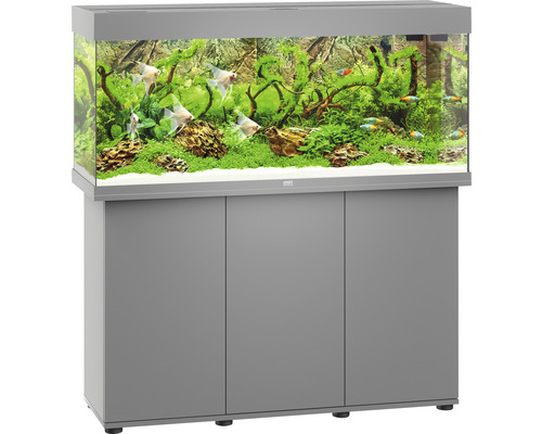 Aquariumkombination Juwel Rio 240 LED SBX mit LED-Beleuchtung, Heizer, Filter und Unterschrank grau