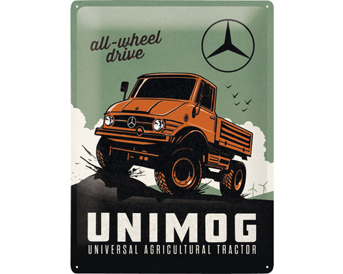 Panneau en tôle Daimler Truck Unimog 30x40 cm