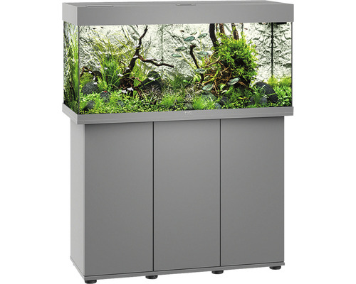 Kit complet d'aquarium Juwel Rio 180 LED SBX avec éclairage LED, chauffage, filtre et meuble bas gris