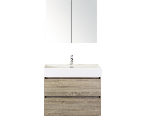 Set de meubles de salle de bains Sanox Maxx Xl lxhxp 81 x 183 x 45,5 cm couleur de façade chêne gris avec vasque céramique blanc