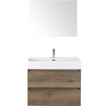 Waschtisch mit Spiegel und zwei Schubladen im Holzdesign