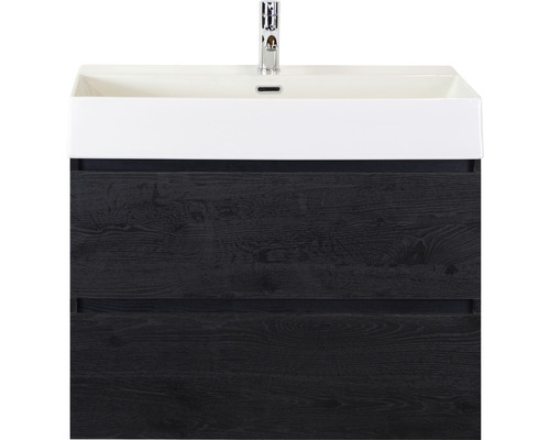Ensemble de meubles de salle de bains Sanox Maxx XL couleur de façade black oak lxhxp 81 x 170 x 45,5 cm avec vasque en céramique