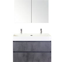 Set de meubles de salle de bains Sanox Maxx XL lxhxp 101 x 183 x 45,5 cm couleur de façade béton anthracite avec vasque céramique blanc-thumb-0