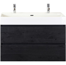 Doppelwaschbecken mit Unterschrank Sanox MAXX XL BxHxT 101x73x45.5 cm Frontfarbe black oak 81735549