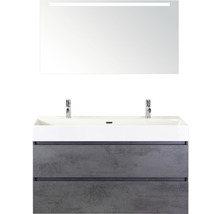 Einzelbadmöbel Sanox Maxx XL BxHxT 121 x 183 x 45,5 cm Frontfarbe beton anthrazit mit Waschtisch Keramik weiß 81737341