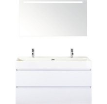 Einzelbadmöbel Sanox Maxx XL BxHxT 121 x 183 x 45,5 cm Frontfarbe weiß hochglanz mit Waschtisch Keramik weiß 81737301