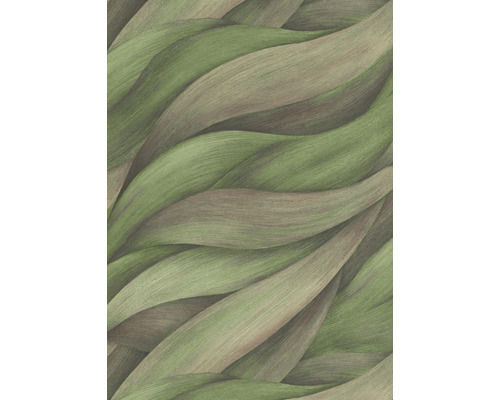 Papier peint intissé 10257-07 Casual Chique abstrait vert Papier peint avec motif de feuilles ondulées