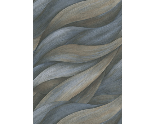 Papier peint intissé 10257-08 Casual Chique abstrait bleu Papier peint avec motif ondulé imitation bois