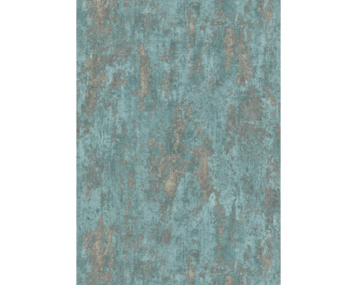 Papier peint intissé 10273-18 Casual Chique aspect pierre turquoise Papier peint à motif abstrait dans les tons turquoise et bronze