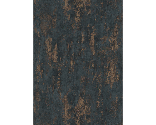 Papier peint intissé 10273-44 Casual Chique aspect pierre bleu foncé Papier peint avec structure aspect rouille