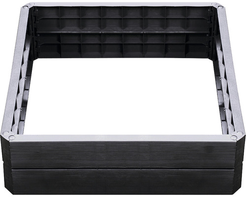 Jardinière surélevée classique GARANTIA ERGO module Quadro L 80 x 80 x 25 cm wood Jardinière surélevée en plastique aspect bois