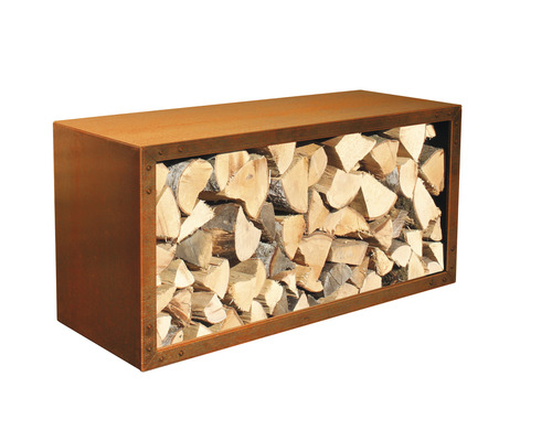Étagère pour bois de cheminée Palatino Woodpecker PRO 120 x 40 x 50 cm marron Étagère à bois de chauffage en métal remplie de bûches