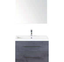 Ensemble de meuble-lavabo avec miroir, lavabo, meuble sous-vasque avec deux tiroirs et robinetterie