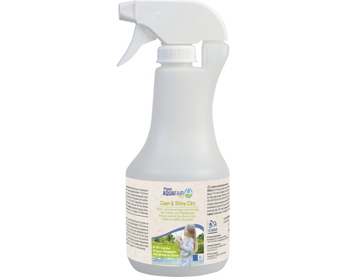 Produit chimique pour le nettoyage du bord de piscine AquaFair 0,5 l AquaFair Clean and Shine Nettoyant au citron dans un vaporisateur