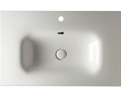 Keramikwaschtisch mit Hahnloch, Überlauf und Ablauf