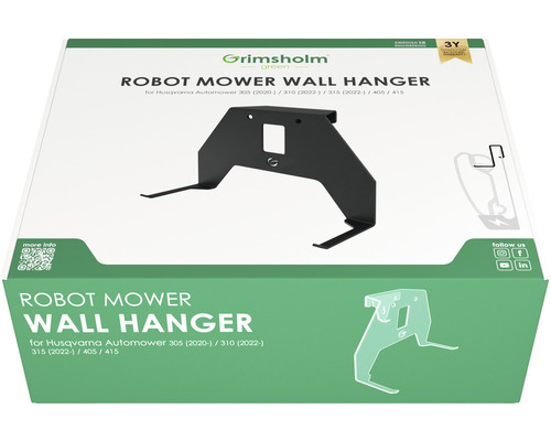 Support mural pour robot de tonte Grimsholm Green pour Husqvarna Automower sur l''emballage
