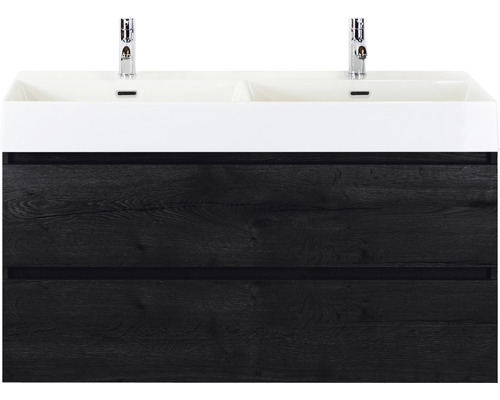 Ensemble de meubles de salle de bains Sanox Maxx XL couleur de façade black oak lxhxp 121 x 170 x 45,5 cm avec vasque en céramique