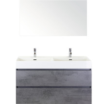 Badmöbel-Set Maxx XL 120 cm Doppelwaschtisch Keramik Model 2 mit Spiegel Beton anthrazit