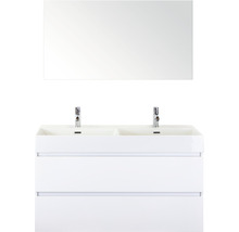 Badmöbel-Set Maxx XL 120 cm Doppelwaschtisch Keramik Model 2 mit Spiegel weiß hochglanz