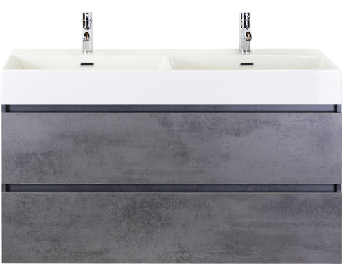 Ensemble de meubles de salle de bains Maxx XL 120 cm lavabo double céramique modèle 2 béton anthracite-0