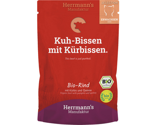 Pâtée pour chats Herrmann´s Boeuf bio à la courge et au quinoa 100 g