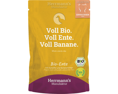 Pâtée pour chats Herrmann´s Canard bio pommes de terre et chips de banane 100 g