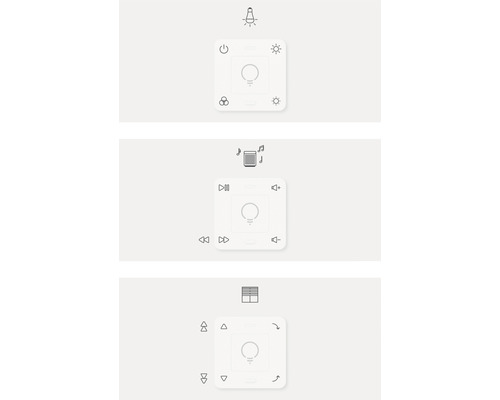 Images de trois télécommandes pour l''éclairage et la musique