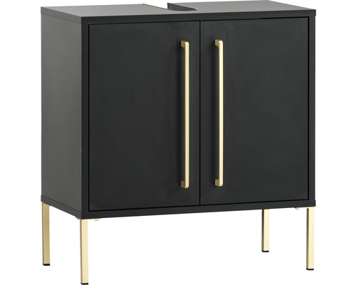 Meuble sous-lavabo avec deux portes, poignées et pieds en métal