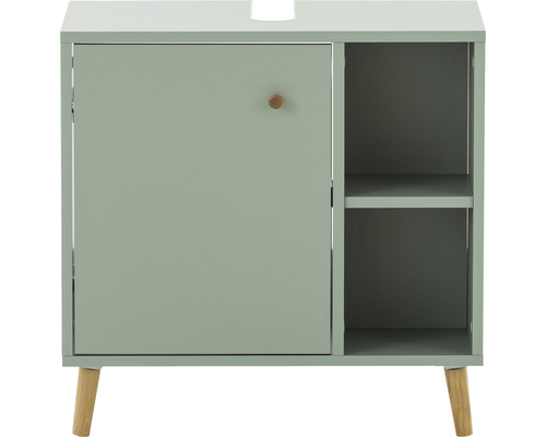 Waschbeckenunterschrank Möbelpartner Bjarne BxHxT 60.2x59.3x33.1 cm pistazie Waschtischunterschrank mit einer Tür, einem Regal und Holzfüßen