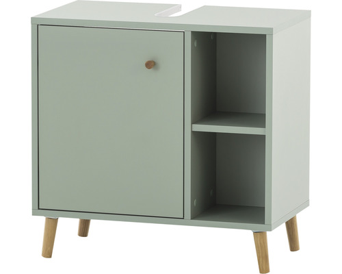 Waschbeckenunterschrank mit Tür und zwei offenen Regalen