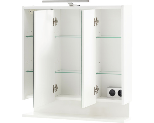 Armoire de toilette Möbelpartner Flag 65 x 16 x 71,4 cm blanc 3 portes led