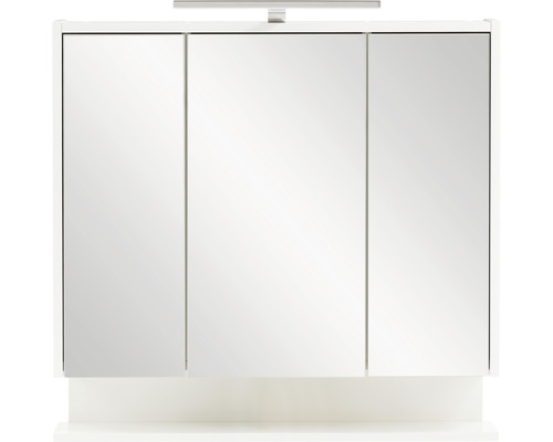 Armoire de toilette blanche à trois portes avec éclairage