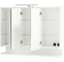 Armoire de toilette Möbelpartner Flag 93,5 x 16 x 71,4 cm blanc 3 portes led