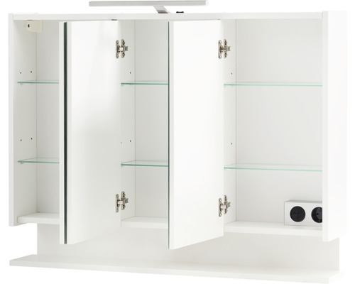 Armoire de toilette Möbelpartner Flag 93,5 x 16 x 71,4 cm blanc 3 portes led