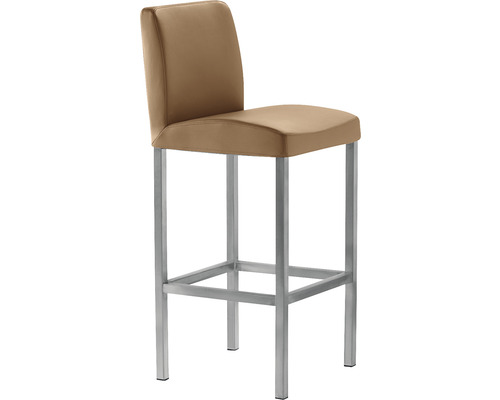 Chaise de bar Mayer Sitzmöbel 1154 40 x 45 x 94 cm acier perle argent/brun clair Tabouret de bar avec assise et dossier en cuir synthétique et structure en métal